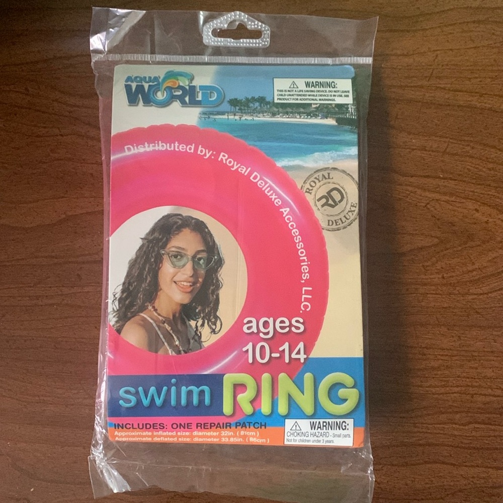 *5/$5* NWOT Aqua World Swim Ring Ages 10-14 with Repair Patch